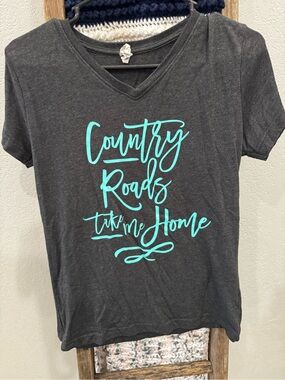 Country Roads Graphic Tee - Teal on Charcoal